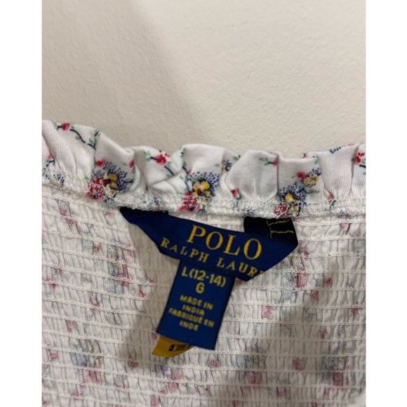 Ralph Lauren Girls Floral Smocked Cotton Jersey Dress L 12–14. (Used) - Picture 4 of 4